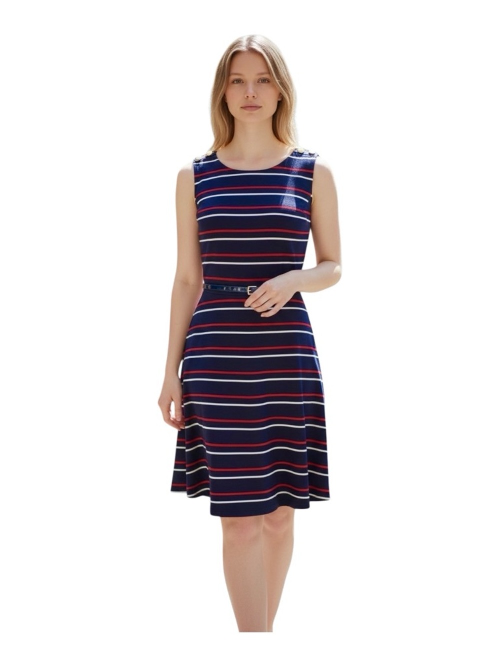 Classic Core Tommy Hilfiger Preppy Belted Fit and flare sleeveless dress. SZ 2